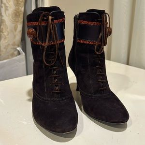FURLA MADE IN ITALY BY VERO CUOIO SUEDE BOOTIES BOOTS LADIES SIZE 37 E